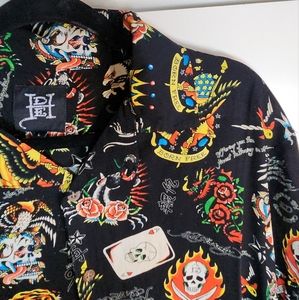 Ed Hardy Tattoo art‎ print shirt Large NWT